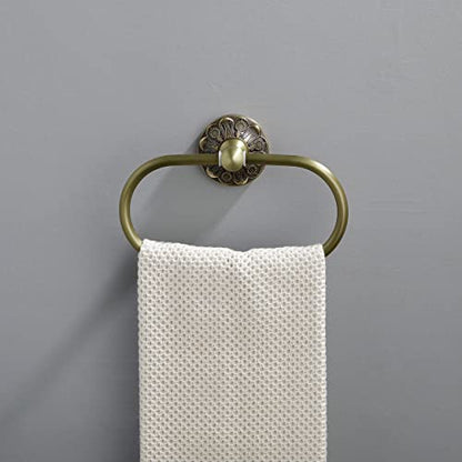 Towel Ring + Double Toothbrush Holder, Brass Bathroom Accessories Set
