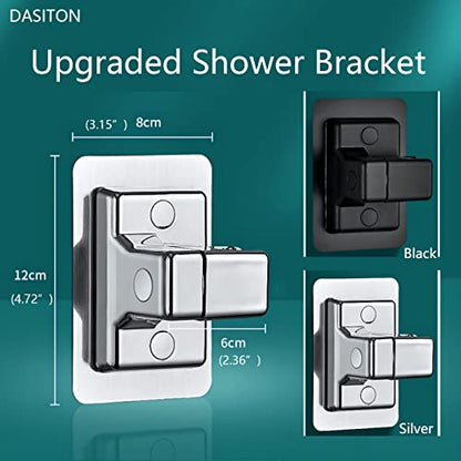 DASITON Handheld Shower Head Holder Wall Mount,Bathroom Adjustable Strong Adhesive Shower Wand Holder,No Drilling Wall and Waterproof Mount Bracket,Universal Shower Bracket(Black) - color: Black-F