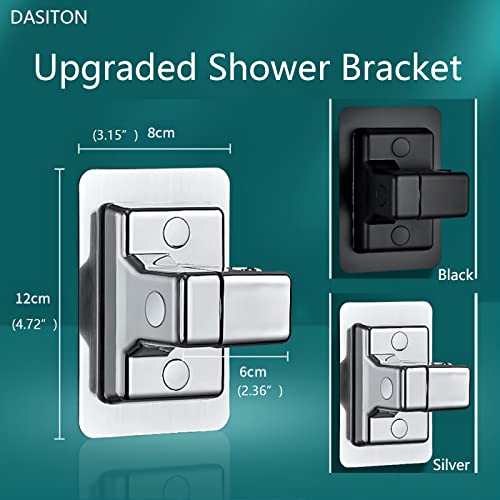 DASITON Handheld Shower Head Holder Wall Mount,Bathroom Adjustable Strong Adhesive Shower Wand Holder,No Drilling Wall and Waterproof Mount Bracket,Universal Shower Bracket(Silver) - color: Silver