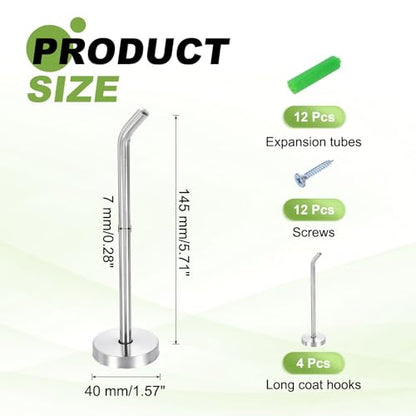 uxcell 4Pcs 5.7 Inch Coat Hooks, Stainless Steel Long Nose Wall Mount Hook, Robe Towel Hangers with Screws for Livingroom Bathroom Closets and Wardrobe, Silver Tone - color: Silver Tone, size: 5.7 Inch