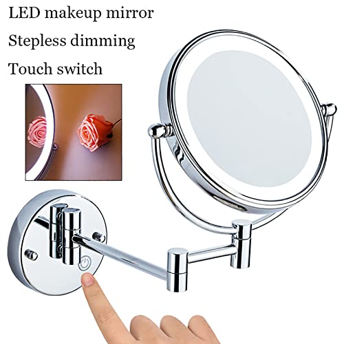 TiStm LED Makeup Mirror with Lights and 10x Magnification Vanity Mirror Wall Mounted Round Double Sided Vanity Magnifying with 360° Swivel Extendable Arm Make up Mirror,Black,Hard Wired