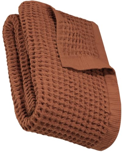 DEMMEX Organic Cotton Waffle Weave Turkish Bath Towel - Ultra Soft Lightweight Quick Dry, Oeko-Tex Certified, 100% Turkish Cotton (Terracotta, Large (60x30)) - color: Terracotta