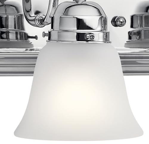 Kichler 30" 4-Light Vanity Bath Light in Chrome, Modern Bathroom Light with Clear Satin Etched Glass, ("30" W x 8" H), 5338CHS - color: Chrome, size: 30"
