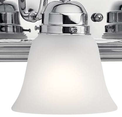 Kichler 30" 4-Light Vanity Bath Light in Chrome, Modern Bathroom Light with Clear Satin Etched Glass, ("30" W x 8" H), 5338CHS - color: Chrome, size: 30"