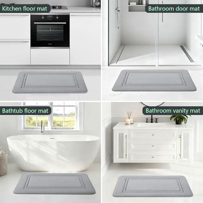 Bathroom Rugs Set 2 Piece, 20" x 32" + 16" x 24" Memory Foam Bath Mat Set, Soft Absorbent Quick Dry Non Slip Washable Bathroom Rugs for Tub, Shower, Sink & Vanity, Grey - color: Grey（h1 Mat） - 32 X 20 Inch - 2 Pack