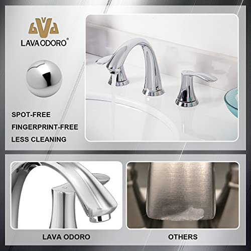 Bathroom Faucet for Sink 3 Hole, Chrome, BF405-C | 8 inch Widespread Bathroom Faucet 2 Handle Bathroom Sink Faucet for Vanity with Drain Assembly Supply line, Chrome - color: Chrome