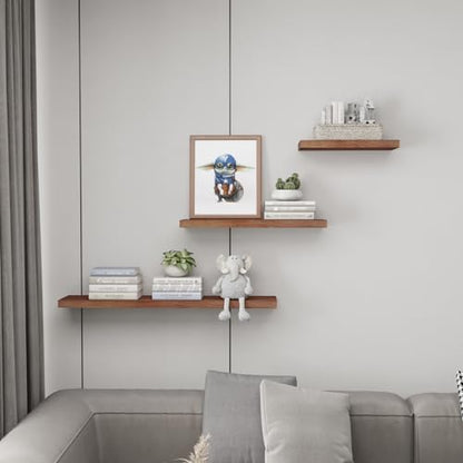 SAUMONIERES Floating Wall Shelves for Bedroom Bathroom Wall Mounted Solid Wood 36 Inches Long Shelf Set of 2, Walnut Floating Shelves - color: Walnut, size: 36 Inch-2 shelves