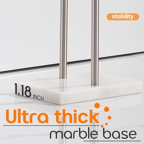 Free Standing Towel Rack Brushed Nickel 2-Tier Towel Holder for Bathroom Floor Stand with Heavy Marble Base Thicken Steady Design Stainless Steel AN7005BR - color: Brushed Nickel