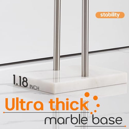 Free Standing Towel Rack Brushed Nickel 2-Tier Towel Holder for Bathroom Floor Stand with Heavy Marble Base Thicken Steady Design Stainless Steel AN7005BR - color: Brushed Nickel