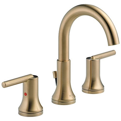 Delta Trinsic Brushed Gold Bathroom Faucet 3 Hole, 8 Inch Widespread Bathroom Sink Faucet for Vanity, Metal Push-Pop Drain Assembly, Champagne Bronze 3559-CZMPU-DST - color: Champagne Bronze