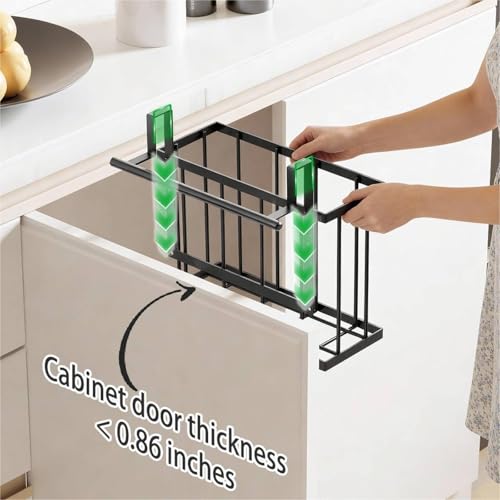 DTUQYX 3 Pack Over Cabinet Door Organizer - Adjustable Cabinet Door Organizer with Towel Rack,Hanging Over the Door Organizer for Cutting Board, Plastic Wrap, Aluminum Foil, Cleaning Supplies, Baking