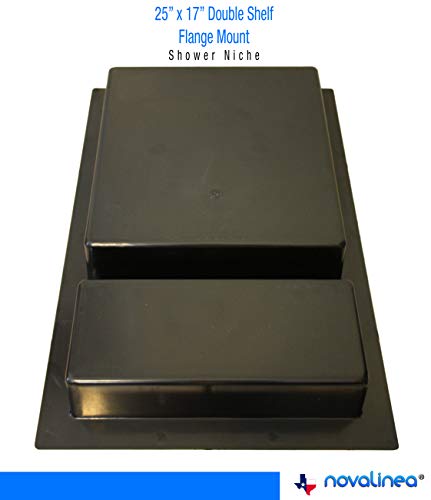 Large Double Shelf Recessed Shower Niche, Ready to Tile, 25" x 17" x 3.75" | Ready to Tile - size: 25" x 17" Double Shelf