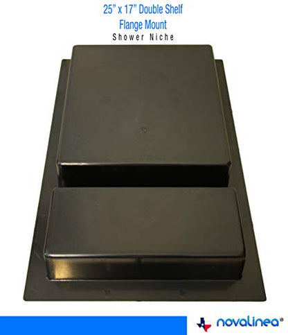 Large Double Shelf Recessed Shower Niche, Ready to Tile, 25" x 17" x 3.75" | Ready to Tile - size: 25" x 17" Double Shelf