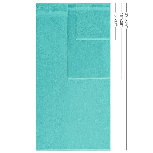 American Veteran Towel 100% Cotton Turkish 6 Piece Towel Set, Luxury Bath Towels Set of 6 for Bathroom Essentials, 2 Bath Towels 2 Hand Towels 2 Washcloths, Turquoise Blue - color: Turquoise Blue, size: XL 6PC