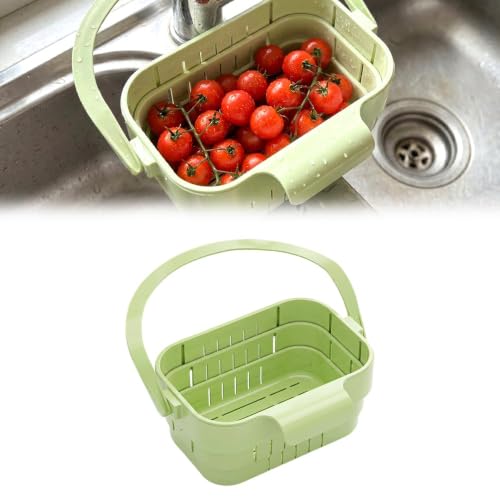 Foldable Hanging Kitchen Sink Drain Basket, 2026 New Space Saving Sink Basket, Multi Use Over Sink Colander, Portable Sink Basket for Washing and Draining for Home Cooks (Green) - color: Green
