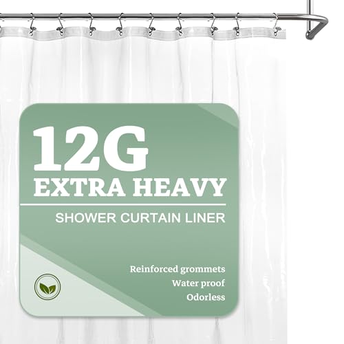 Barossa Design Extra Heavy Duty Shower Curtain Liner Clear, 72x72 | Premium Thick PEVA, Rustproof Metal Grommets, Soft Waterproof Plastic Shower Curtain with 3 Magnets for Bathroom - color: 1c. Transparent, size: 72"W x 72"L (Pack of 1)