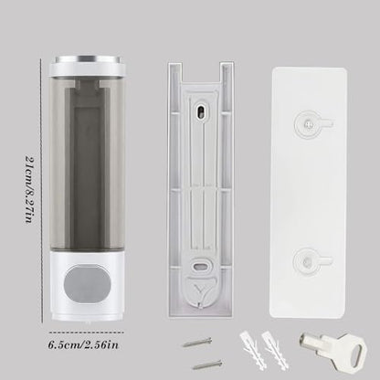 10oz/300ml Single Manual Wall Mounted Soap Dispenser, Silver & White | Bathroom Shampoo and Conditioner Dispenser, Clear Plastic Refillable Liquid Lotion Pump Dispenser and Organizer - color: White & Silver