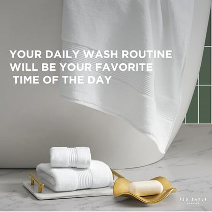 Ted Baker Cotton Bath Towel Soft, Highly Absorbent, 30 x 56, White, 1 Pc - color: White, size: Bath Towel - 1 Piece