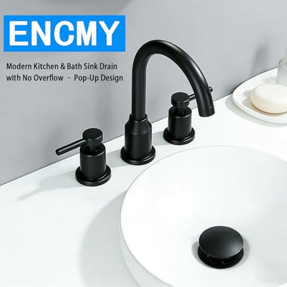 Bathroom Sink Drain Without Overflow- Matte Black Pop up Drain for Bathroom Vanity Vessel Sink Drain Stopper - Anti-clog Pop-up Plastic Drain with Hair Catcher Strainer - color: Matte Black