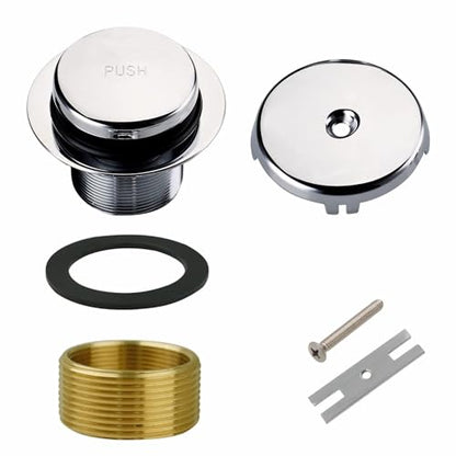 WELSAN Bathtub Drain,Tub Drain Trim Set Conversion Kit Assembly Chrome | Chrome plated, With 1-hole overflow faceplate,Tip-Toe, Includes an adapter, Coarse thread replacement bath trim kit assembly - color: Chrome, style: 1 Hole
