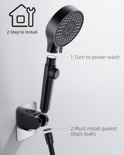 RV Shower Head with Stainless Steel Hose, 5 Mode High Pressure Shower Head with Handheld On Off Switch, Camper Shower Head Replacement for RV, Travel Trailer, Motorhome, RV Accessories Part, Black - color: Black