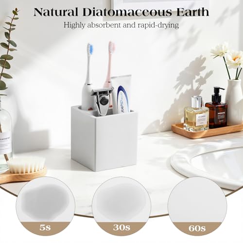 Luxspire Toothbrush Holder, 3 Slots, Light Gray | Diatomite, Fast Drying, Toothbrush Holders for Bathroom, Toothbrush and Toothpaste Holder for Countertop - color: Light Gray, style: 3 Slots