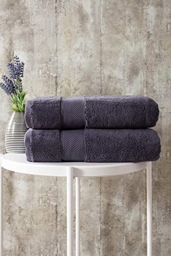 BAGNO MILANO Turkish Towels Hotel-Spa Towel Set, 100% Turkish Cotton | Ultra Soft Plush Absorbent Towels Set (Grey, Bath Towel Set of 2) - color: Grey, size: Bath Towel Set of 2
