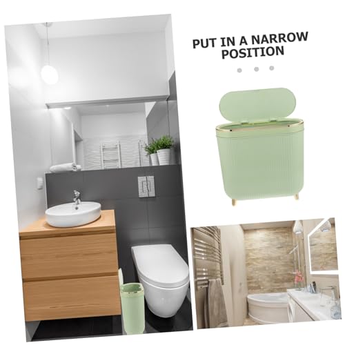 Sleek Narrow Bathroom Trash Can with Lid Versatile Plastic Waste Bin for Bedroom Kitchen Office Elegant Design for Seamless Waste Disposal Compact Spaces