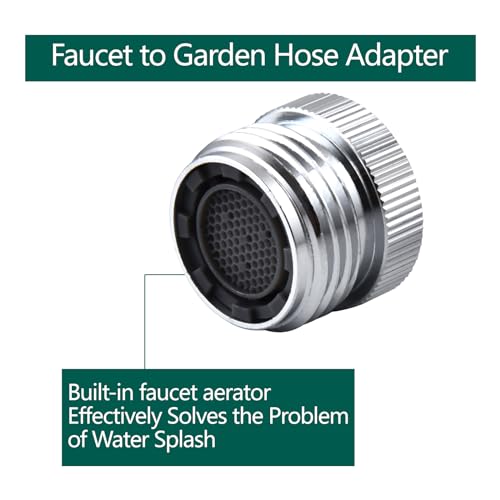 Faucet Adapter with Aerator, Sink Faucet to Garden Hose Adapter, Faucet Adapter to Garden Hose for Kitchen and Bathroom, hose attachment to sink，3/4" GHT Thread Chrome. - color: C-Faucet adapter