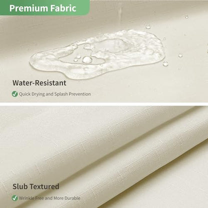 eachope Cream No Hook Shower Curtain with Snap-in Fabric Liner Set,Slub Textured Fabric Shower Curtains for Bathroom,Hotel Style Modern Shower Curtain,Water Repellent & Washable,71x74(72) | Hotel Style Fabric with See-Through Top Window, Water Repellent &