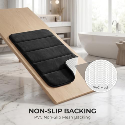 Bathroom Rugs Set 3 Piece, Memory Foam Bath Rugs, Non Slip Washable Bathroom Rug Set, Extra Soft Absorbent Bath Mats with U-Shaped Toilet Rug, Black - color: Black