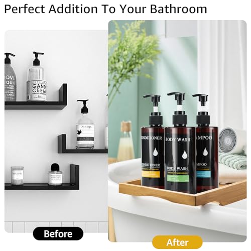 Pollock Pollock Shampoo and Conditioner Dispenser Wall Mounted | Shower Soap Dispenser 2 Chamber No Drill, Shampoo Dispenser for Shower, Body Wash Dispenser for Bathroom, Large Capacity - color: Brown 3 Chamber