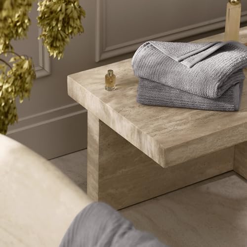 BOLL & BRANCH Turkish Ribbed Hand Towel Set, Stone | Set of 2 - 100% Organic Turkish Cotton - Soft Absorbent Quick Dry Luxury Spa Hand Towels, Textured Rib Weave - color: Stone, style: Turkish Ribbed