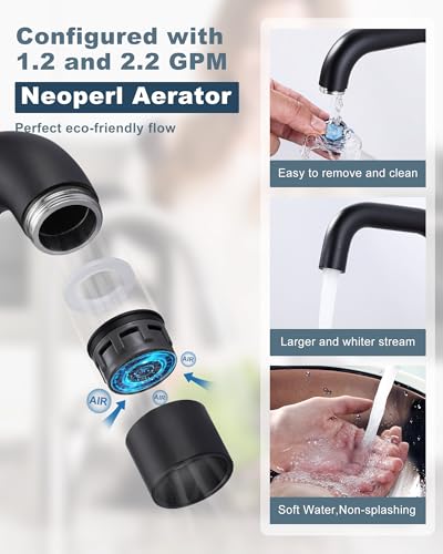 Bar Sink Faucet Single Hole: ARCORA Matte Black Wet Bar Faucets - Prep Sink Faucet 360 Swivel - Small Kitchen Bathroom Faucet with cUPC Supply Lines - color: Matte Black