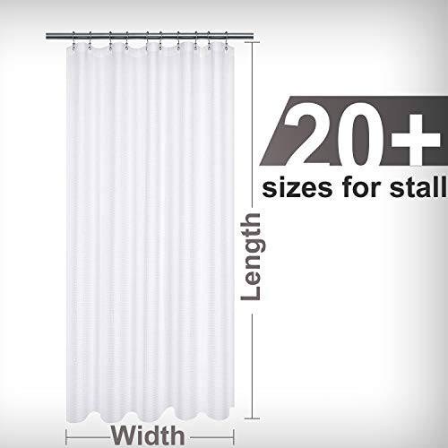 Barossa Design Waffle Weave Stall Shower Curtain 32x84 Extra Long, White | Hotel Luxury Spa, 230 GSM Thick Fabric, Water Repellent, Machine Washable, 32W x 84H for XL Narrow Stall - color: White, size: 32"W x 84"L (Pack of 1)