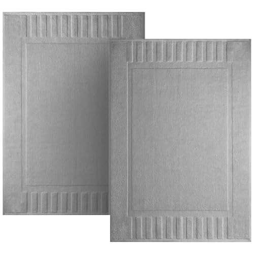 White Classic Luxury Bath Mat Floor Towel Set - Absorbent Cotton Hotel Spa Shower/Bathtub Mats [Not a Bathroom Rug] 22"x34" | 2 Pack | Light Grey - color: 02: Light Grey