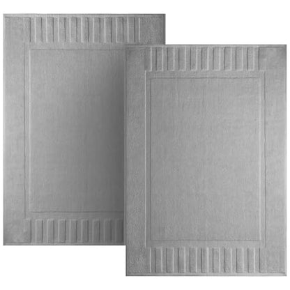 White Classic Luxury Bath Mat Floor Towel Set - Absorbent Cotton Hotel Spa Shower/Bathtub Mats [Not a Bathroom Rug] 22"x34" | 2 Pack | Light Grey - color: 02: Light Grey