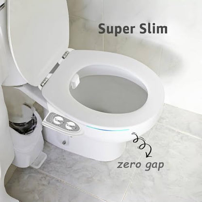 Aünsffer Bidet Attchment for Toilet Grey, Cold Water No-Electric, 3 Wash Modes [Frontal Wash + Rear Wash + Self-Cleaning]，Dual Nozzles Water Pressure Adjustable, Grey - color: Gray