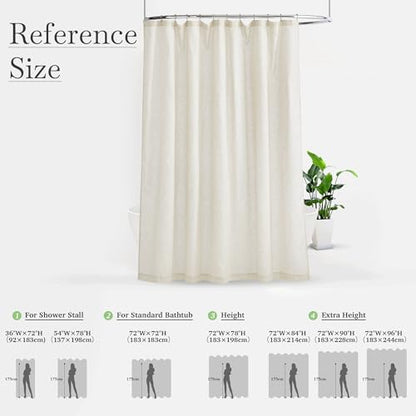 KGORGE Natural Linen Shower Curtain for Bathroom - Linen Blend Button Hole Semi Sheer Lightweight Waterproof Shower Curtains for Bathtub, 54 x 78 inches Long, Hooks Included | Semi-Sheer Waterproof Fabric Lightweight Button Hole for Bathtub, 12 Rust-Proof
