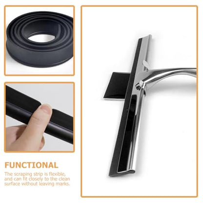 Abaodam 5pcs 25cm Replacement Rubber Squeegee Strips for Window and Shower Door Cleaning, Stainless Steel Holder Compatible, Sturdy Water Scraper for Glass Surfaces and Household Use