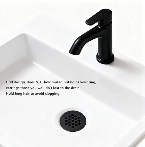 Delle Rosa Matte Black Bathroom Sink Drain Strainer,Grid Drain Strainer Assembly with Overflow for Bathroom Sink, Vessel Sink Drain Made of Brass - color: Matte Black