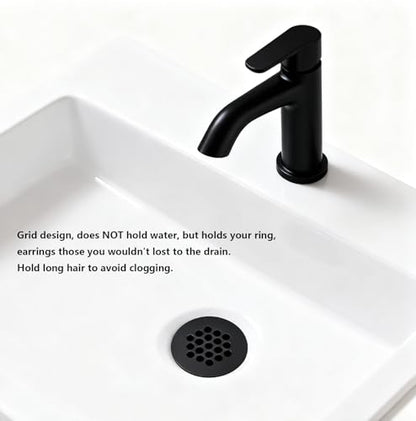 Delle Rosa Matte Black Bathroom Sink Drain Strainer,Grid Drain Strainer Assembly with Overflow for Bathroom Sink, Vessel Sink Drain Made of Brass - color: Matte Black