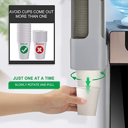 Cup Dispenser, Water Cooler Cup Dispenser for 3oz-5oz Disposable Cups-Grey | Bathroom Cup Holder, Plastic Paper Cup Dispenser with Adhesive/Screw Mount for Office, Hospital, Bathroom - color: Grey