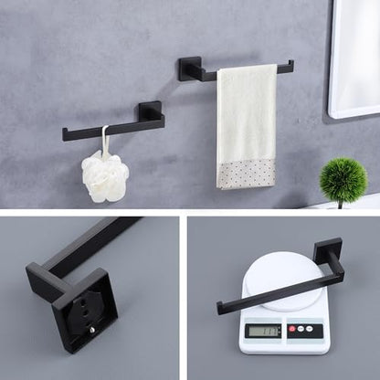 LANC Bathroom Hand Towel Holder 10 Inche Matte Black Hand Towel Bar 2 Pack Left and Right Side Square Towel Ring for Kitchen Toilet Wall Mount Stainless Steel Modern Towel Rack,A8806MB-LRP2 - color: Matte Black, size: Left & Right