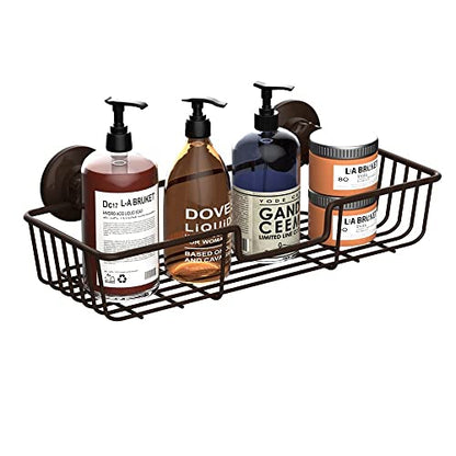 SANNO Suction Cup Shower Caddy Bathroom Caddies Storage Combo Organizer, No Damage Suction Cup,Rustproof Wire Basket for Kitchen & Bathroom, Bronze,pack of 2 - color: bronze-2pack