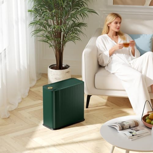 Bathroom Trash Can with Lid 13 Liter/ 3.5 Gallon Green Small Trash Can with Pop-Up Lid Bedroom Trash Can Small Garbage Can with 150 Counts Trash Bags for Small Bathroom Bedroom Office - color: Dark Green
