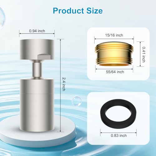 Hibbent 4-Mode Faucet Aerator, Faucet Sprayer Attachment, Brushed Nickel | NSF/ANSI/CAN 372 Certified, 360° Swivel Kitchen & Bathroom Sink Aerator, Faucet Replacement Part, 55/64 Inch Female Thread - color: Brushed Nickel, style: Four Modes