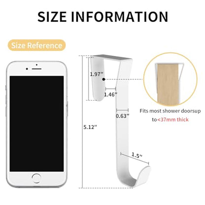 Over the Door Hooks, Curved Design Locks Wider & Longer, White | 4 Pack Door Hanger for 1.46" Thick Door with Sponge Mat, Door Hooks Organizer for Bathroom, Living Room, Kitchen