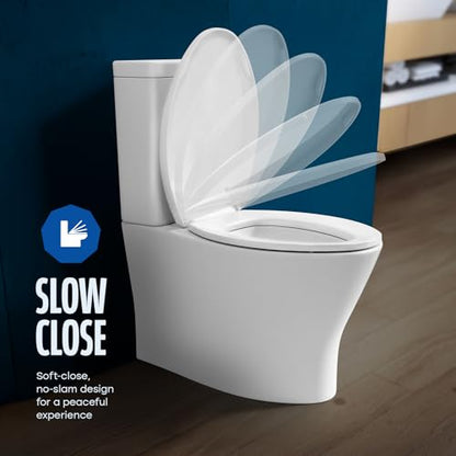 Highcraft W4TSPE Elongated Plastic Toilet Seat Slow Close ? Easy Remove, White - color: White, size: Elongated Plastic