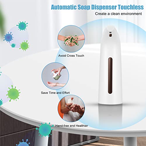 Automatic Soap Dispenser Touchless White Battery Powered | Sensitive Automatic Induction Pump Transparent Liquid Window IPX6 Waterproof for Home And Commercial Space Use - color: White